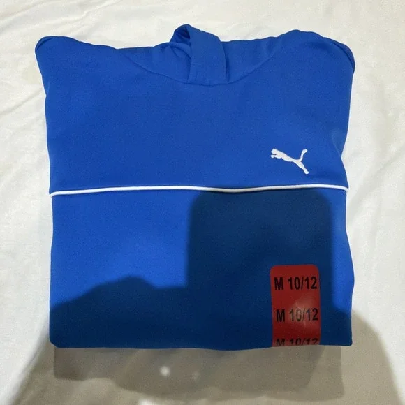 Puma Youth Hoodie  Moisture Wicking Blue Size M 10/12 New With Tags - Picture 9 of 9